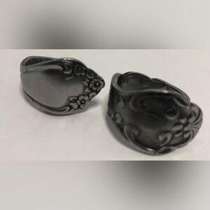 Handcrafted Spoon Rings (2) Silver Plated. Size 10, Can Be Adjusted Smaller